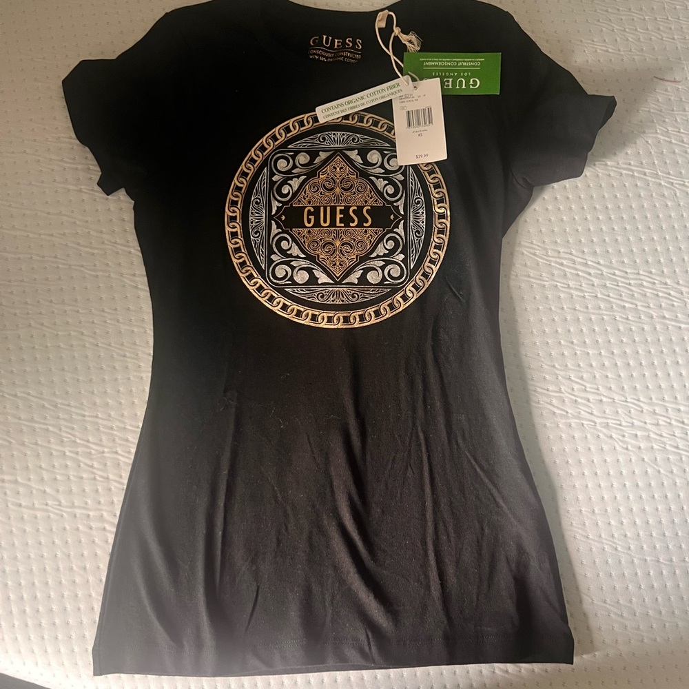 GUESS Black and Gold Graphic Tee